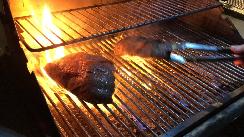 Grilling over open flame