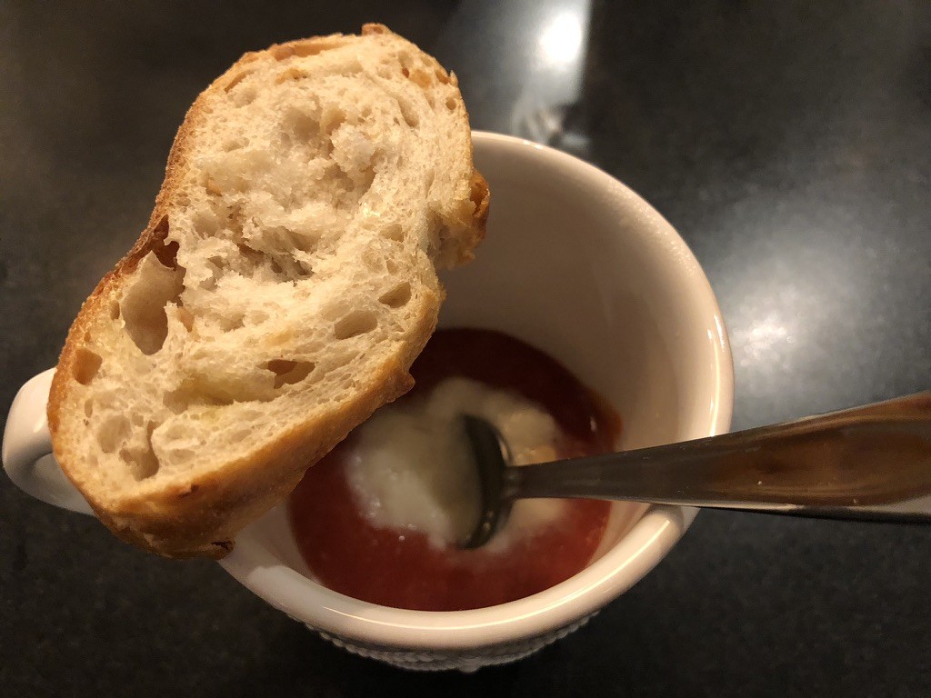Tomato soup with bread