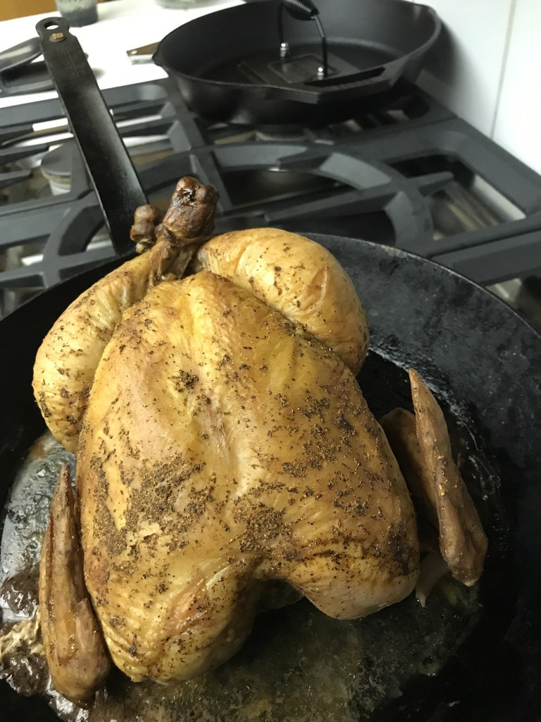 Roast chicken in a skillet