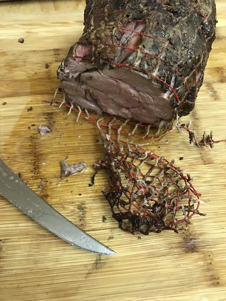 Netted beef roast