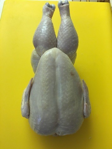 Trussed chicken ready to roast