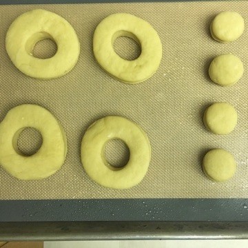 Cut doughnut dough