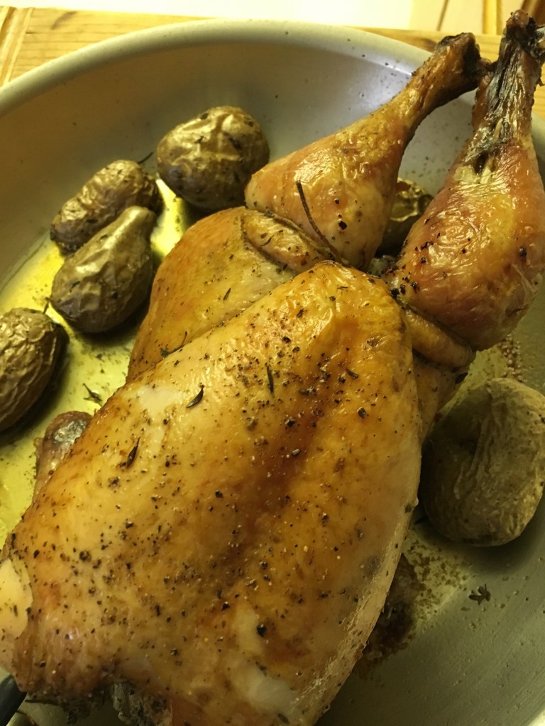 Roast chicken with potatoes