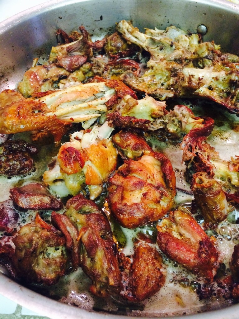 Roasted turkey bones for stock
