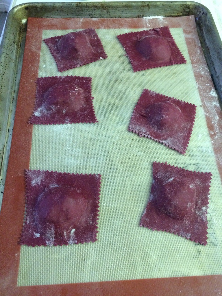 Beet ravioli