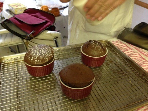 Chocolate soufflés from the oven