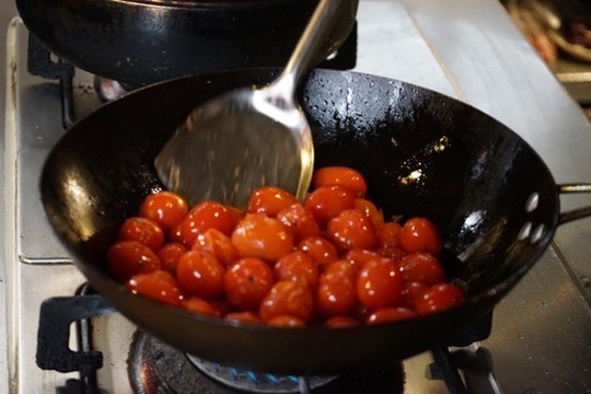 Blistering cherry tomatoes