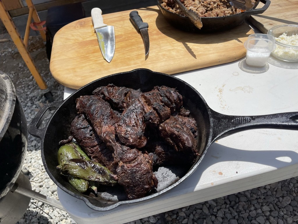 Grilled steak and peppers