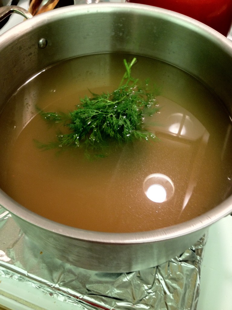 Chicken broth with dill