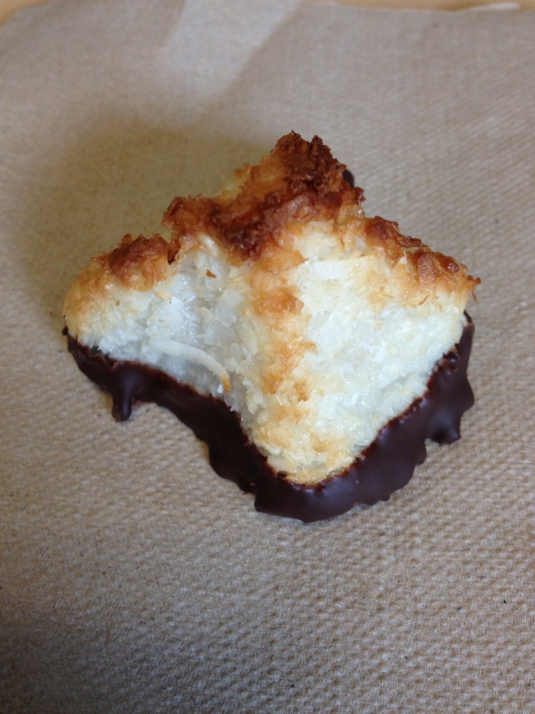 Chocolate-dipped macaroon
