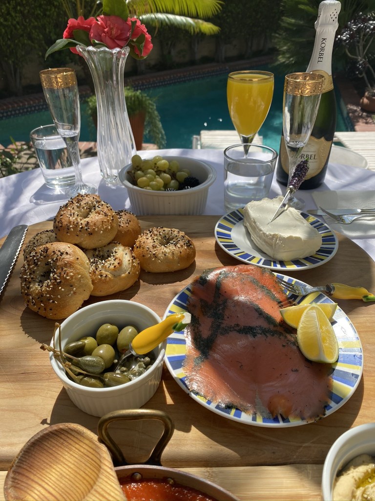 Poolside brunch spread