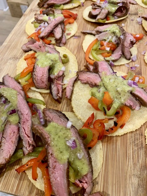 Flank steak tostadas